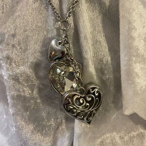 Silver-tone Heart Trio Necklace Hangtag V (James Avery).